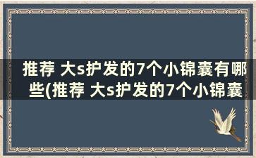 推荐 大s护发的7个小锦囊有哪些(推荐 大s护发的7个小锦囊是哪些)